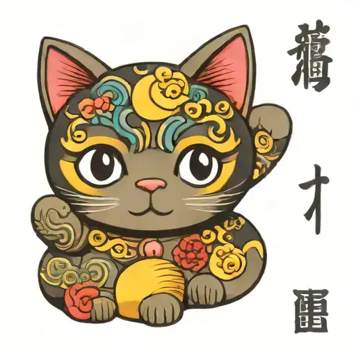 A Traditional Japanese Lucky Cat With Anime Eyes