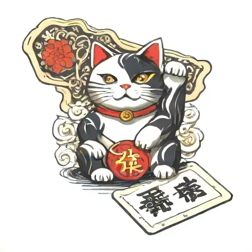 A Japanese Lucky Cat With A Winning Lottery Ticket In Its Paw
