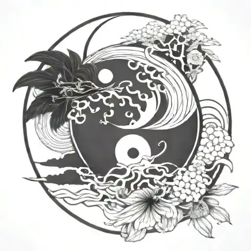 A Yin-yang Symbol With A Blend Of Anime And Manga Elements Representing Balance And Growth