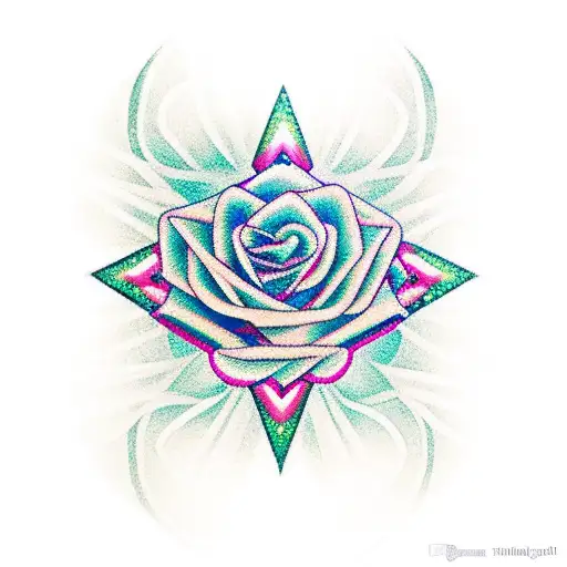 A Pink Triangle Entangled In The Spiked Stem Of A Rose Flower