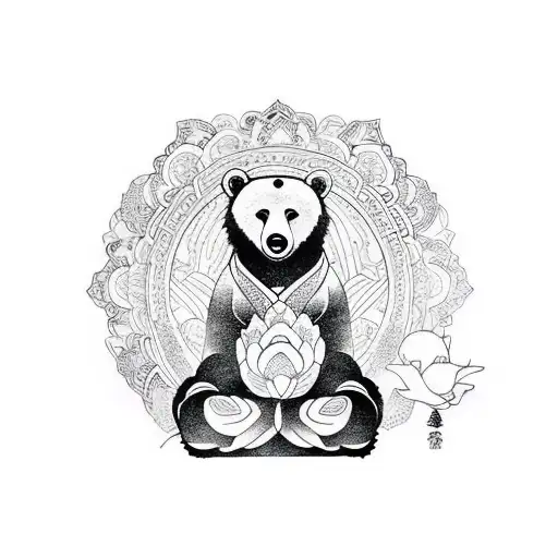 Bear Sitting In Lotus Pose