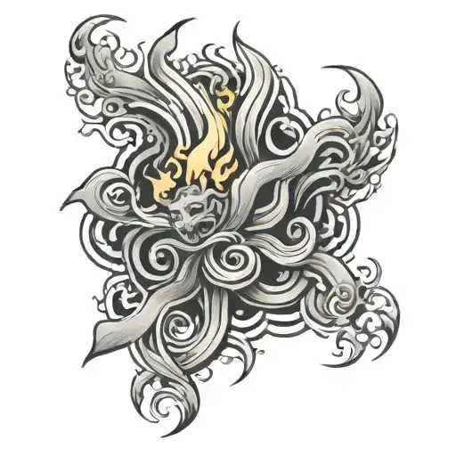 Holyspirt With Flames At The Background In Black&grey