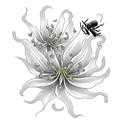 Spider With Lilies And Blood