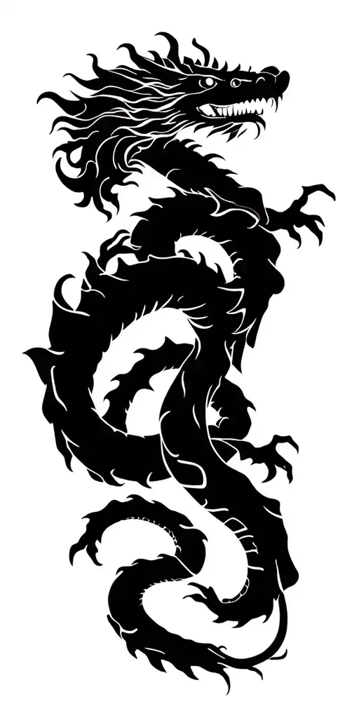 Dragon Wrapped With A Snake Coiled
