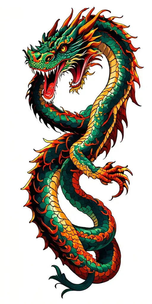 Dragon Wrapped With A Snake Coiled