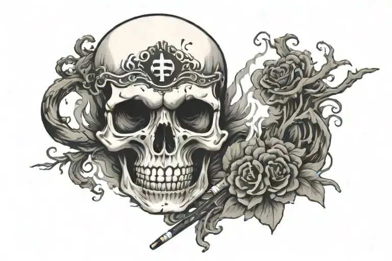 Skull With A Cigarette And A Tear
