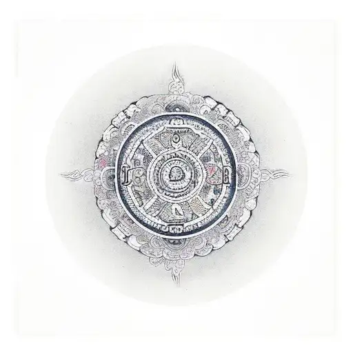 Buddha And Buddhist Wheel Of Dharma