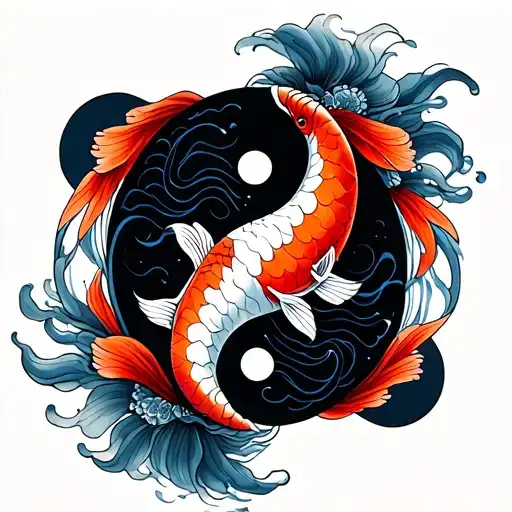Yin Yang Koi Fish Swimming