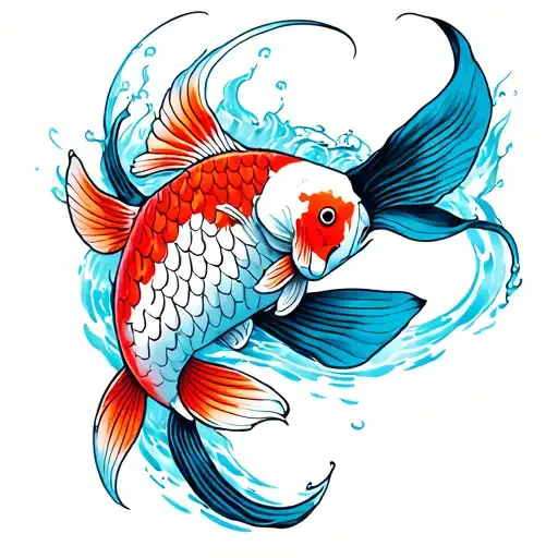 Koi Fish Swimming Gracefully