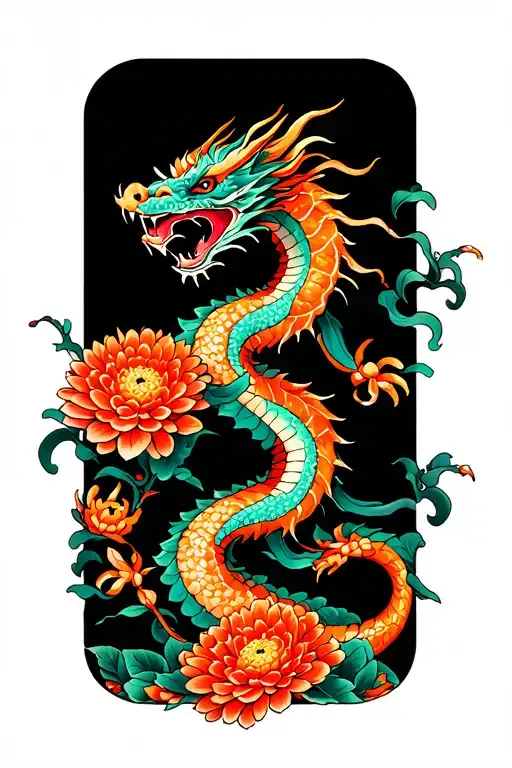 Chrysanthemums And The Dragon