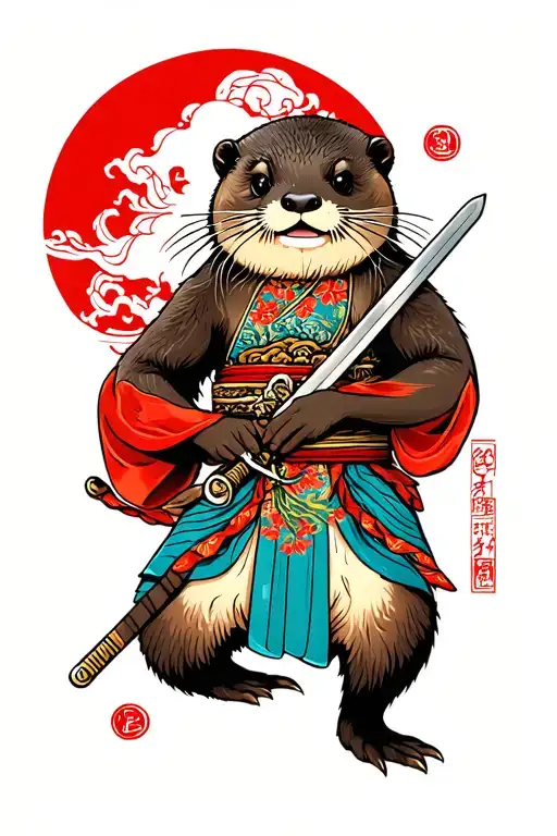 Otter Holding Sword