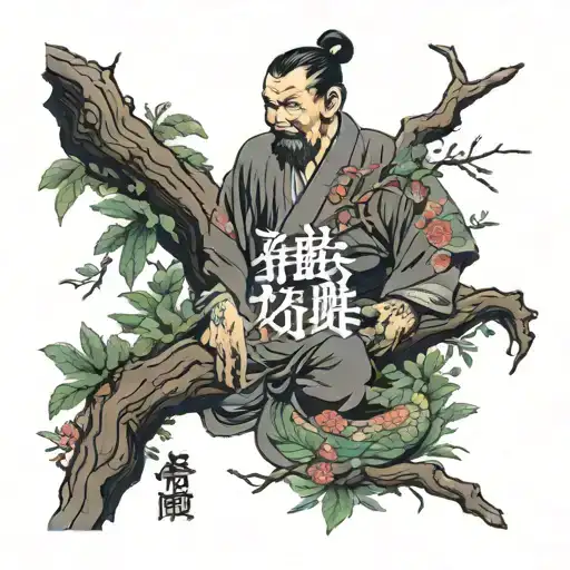 Yokomizo In Japanese Surrounded By Japanese Trees With Lettering As The Branches