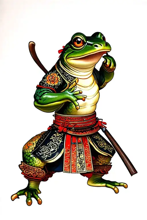 Traditional Samurai Frog Warrior