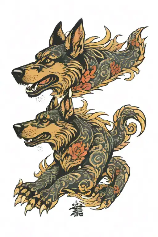 German Shepherd And Dragon Wrapped
