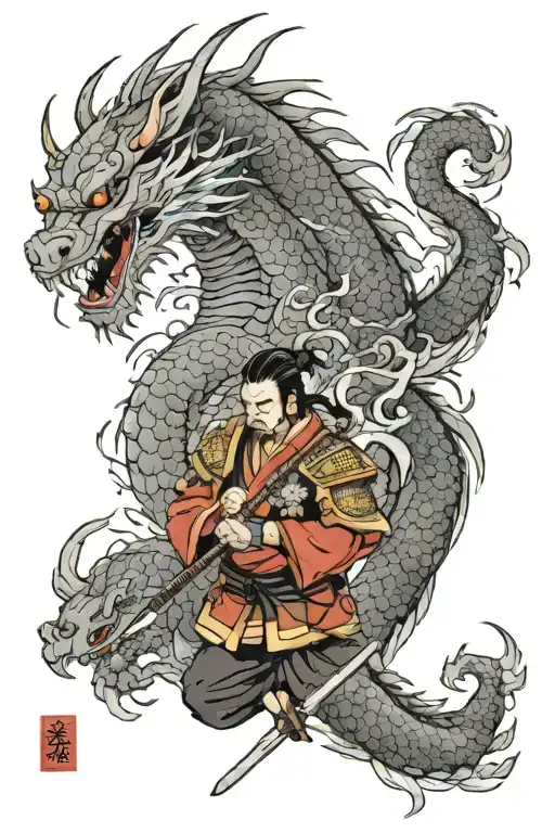 Samurai And Dragon