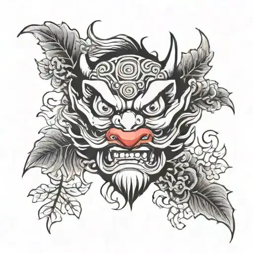 Tengu Mask With Maple Leaf