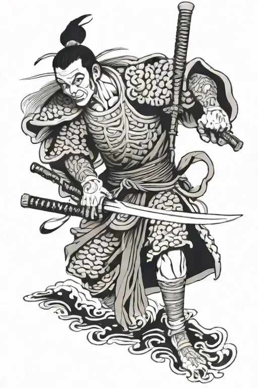 Samura Warrior Wielding A Sword