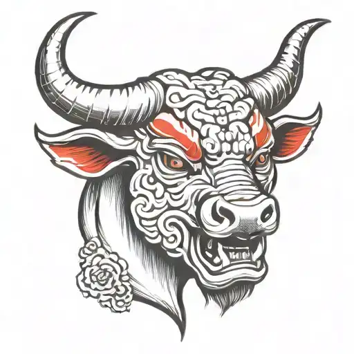 Bull Face With Red Eyes