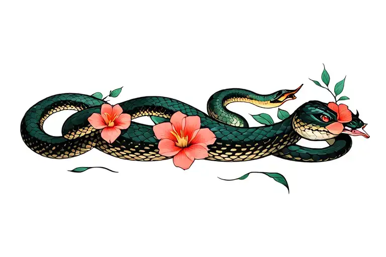 Snake And Flowers
