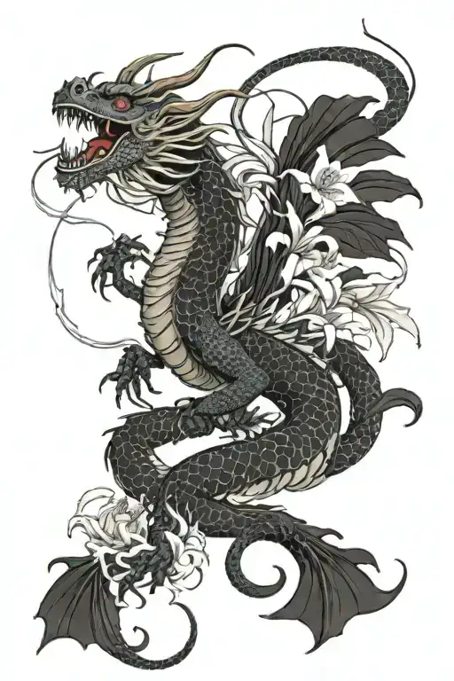 Dragon With Spider Lily