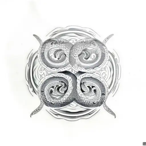 Two Snakes Making A Yin And Yang Symbol