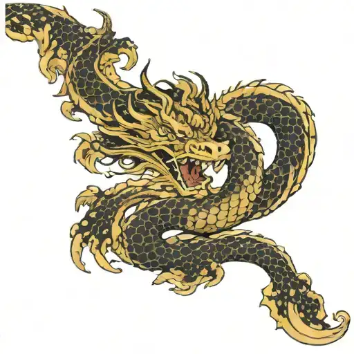 Black And Gold Dragon Arm Sleeve