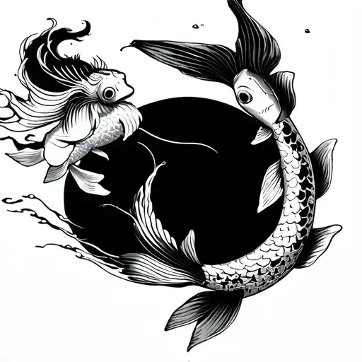 Koi Fish Swimming Upstream