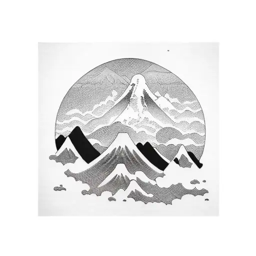 Mountains With Mist An Sun