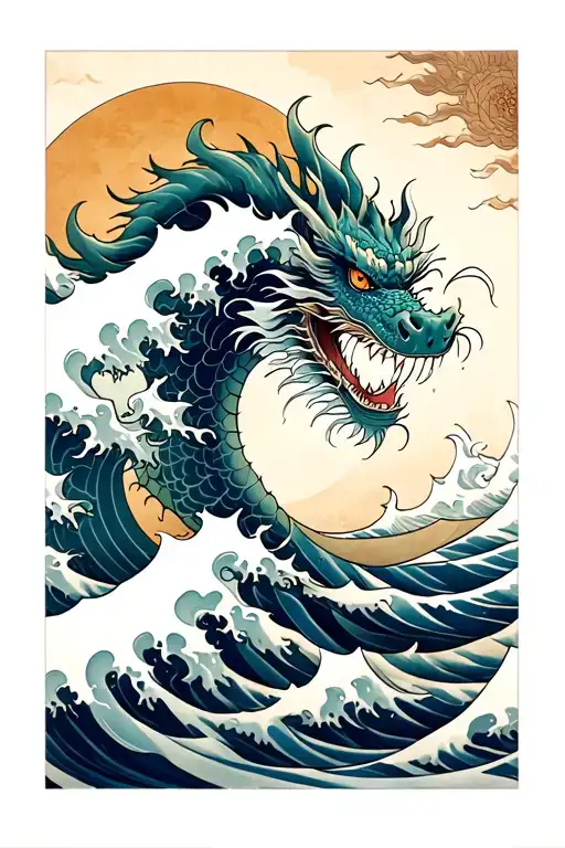Ocean Waves With Dragon