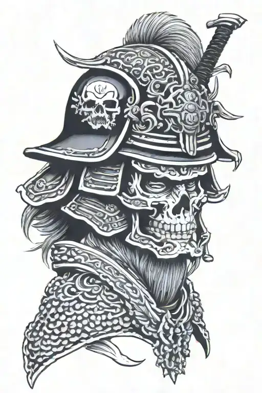 052 Under A Samurai Helmet With A Skull Unside