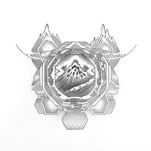 Mountain Embedded In A Magatama