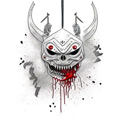 Mini Sword With Blood Dripping And Face As Blade