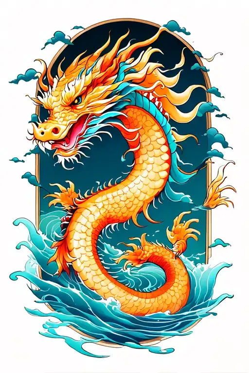 Traditional Japanese Dragon In Water