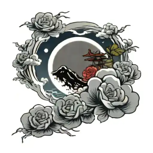 Moon In Clouds Watching A Rose Rise