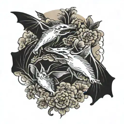 Black And White Bats Flying