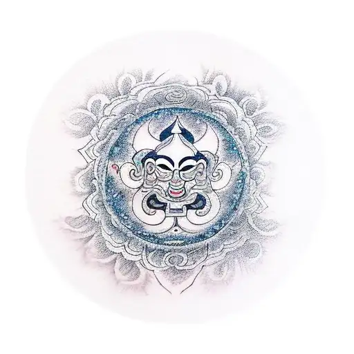 Themes Only Of Mahakala The Deity Of Tibetan But Water Flow Through The Themes