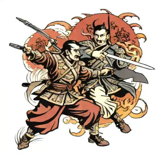 The Battle Of Tesla's Warrior In The Battle Of The Japanese Warrior With Hitler's Face