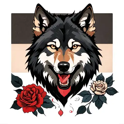 Wolf Merged With Rose