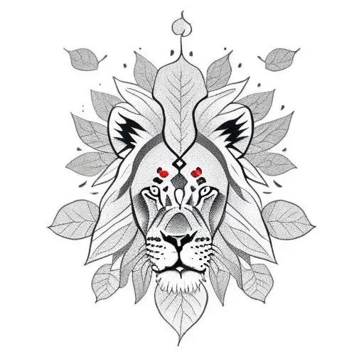 Lion With Leaves