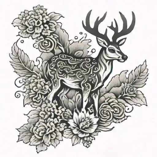 Deer Tattoo Leg Full