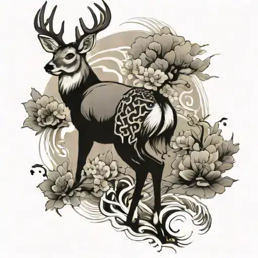 Deer Tattoo Full Leg