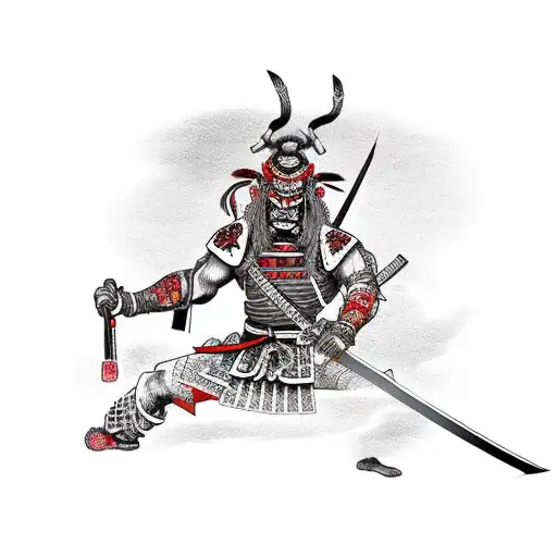 Japanese Warrior Demon With Katana
