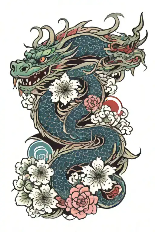 Sakura Flower And Dragon Arm Sleeve