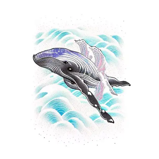 Whale In Wave Sunset