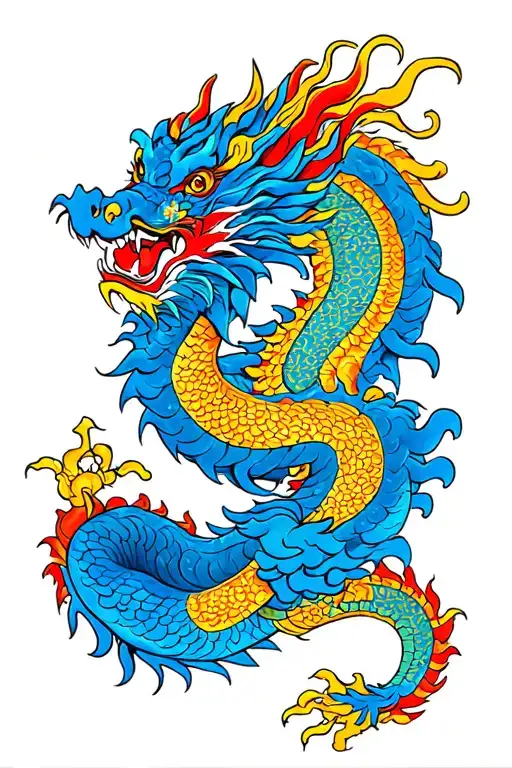 Chinese Dragon Around The Fiji Flag