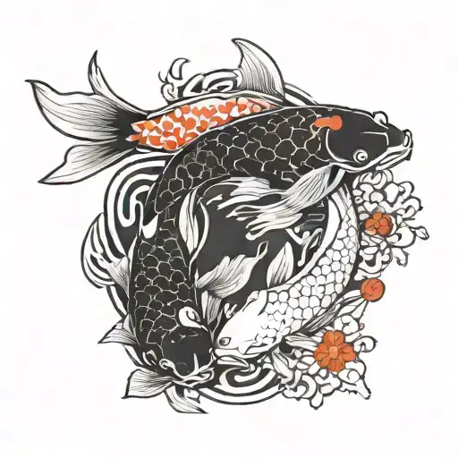 Koi Fish Forming Ying And Yang