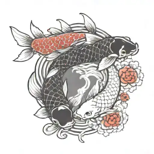 Koi Fish Forming Ying And Yang