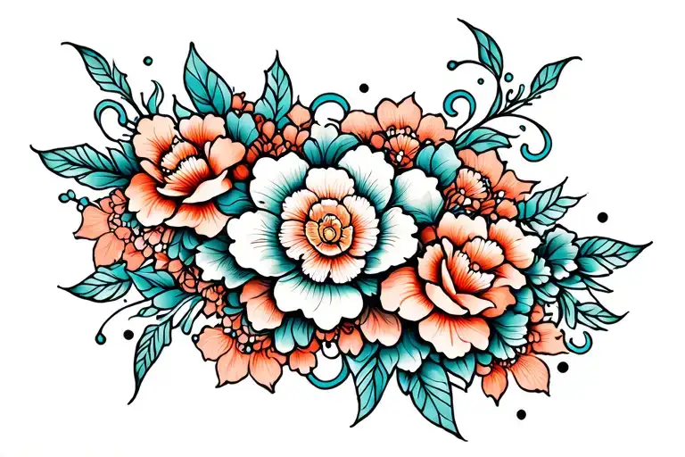 Tribal Tattoo Ideal For Lower Back With Girly Patterns And Flowers