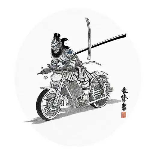 Samurai Riding A Super Bike Holding A Katana