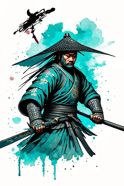 Hilltop Hoods Like Samurai Warrior With Teal Watercolour Background